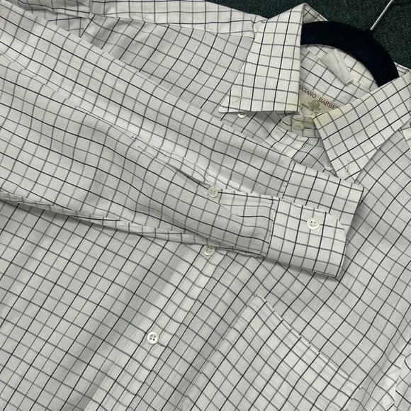 Luciano Barbera Italian Windowpane Plaid Dress Shirt Medium - Picture 1 of 7